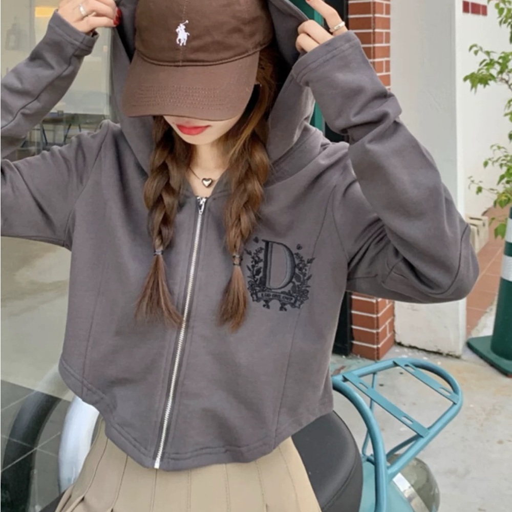 Aritzia Gray Zip-Up Hoodie